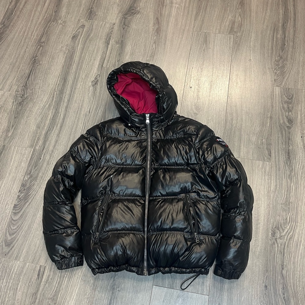 Pajar Black Puffer Jacket with Red Accents